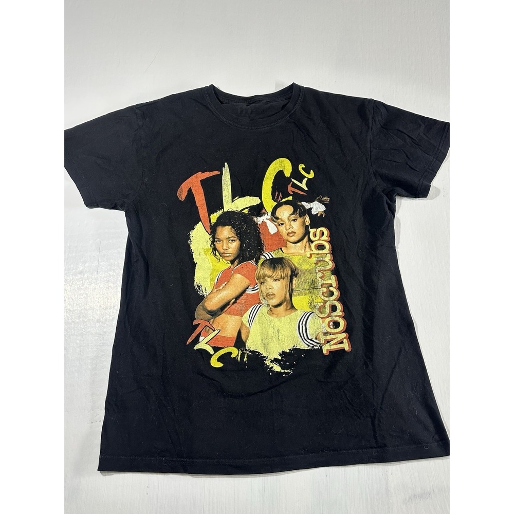 TLC Men T-Shirt Medium Black No Scrubs Group Portrait Graphic R&B Hip Hop Tee